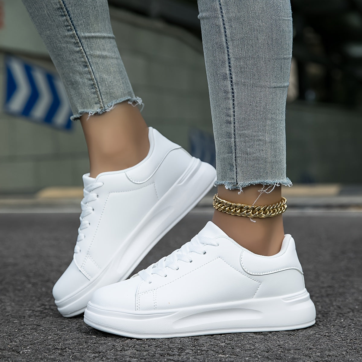 "Hazel White Leather Sneakers - Lightweight and Comfortable"