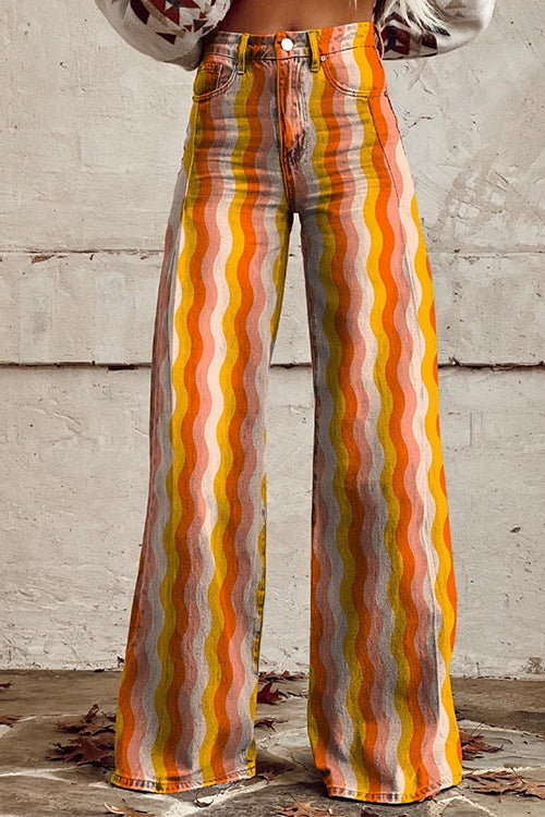 Margovil High Rise Color Block Printed Wide Leg Pants afbeelding 2