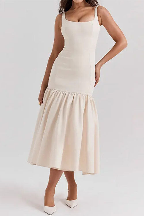 Margovil U Neck Sleeveless Ruffle Bodycon Midi Dress(5 Colors Available!) afbeelding 8