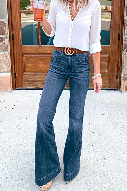 Margovil Distressed Flare Bottoms Skinny Jeans afbeelding 2