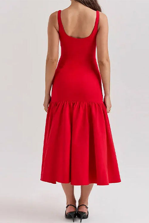 Margovil U Neck Sleeveless Ruffle Bodycon Midi Dress(5 Colors Available!) afbeelding 11