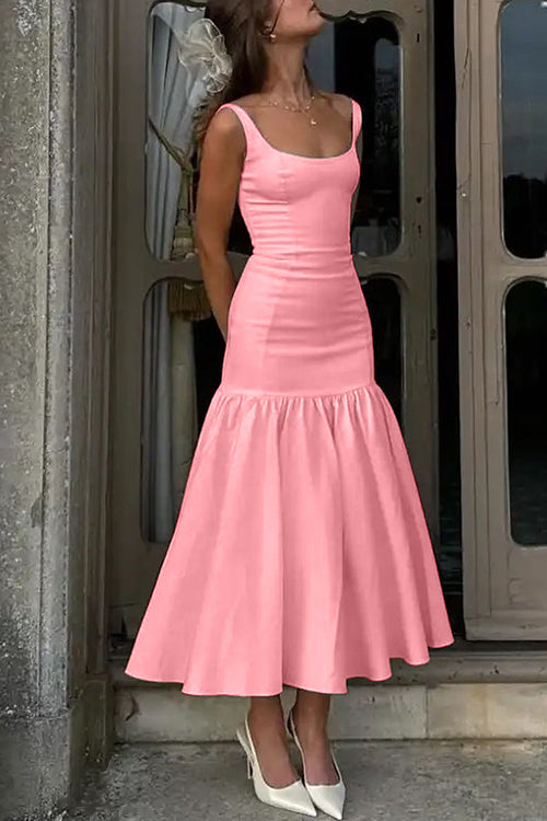 Margovil U Neck Sleeveless Ruffle Bodycon Midi Dress(5 Colors Available!) afbeelding 6