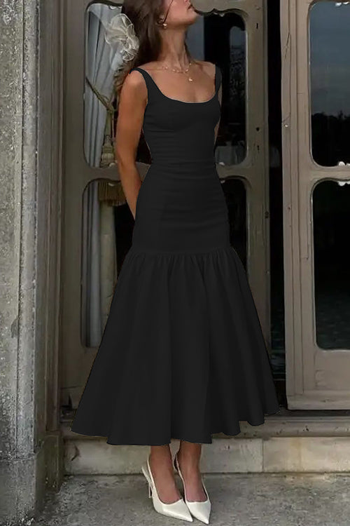 Margovil U Neck Sleeveless Ruffle Bodycon Midi Dress(5 Colors Available!) afbeelding 4