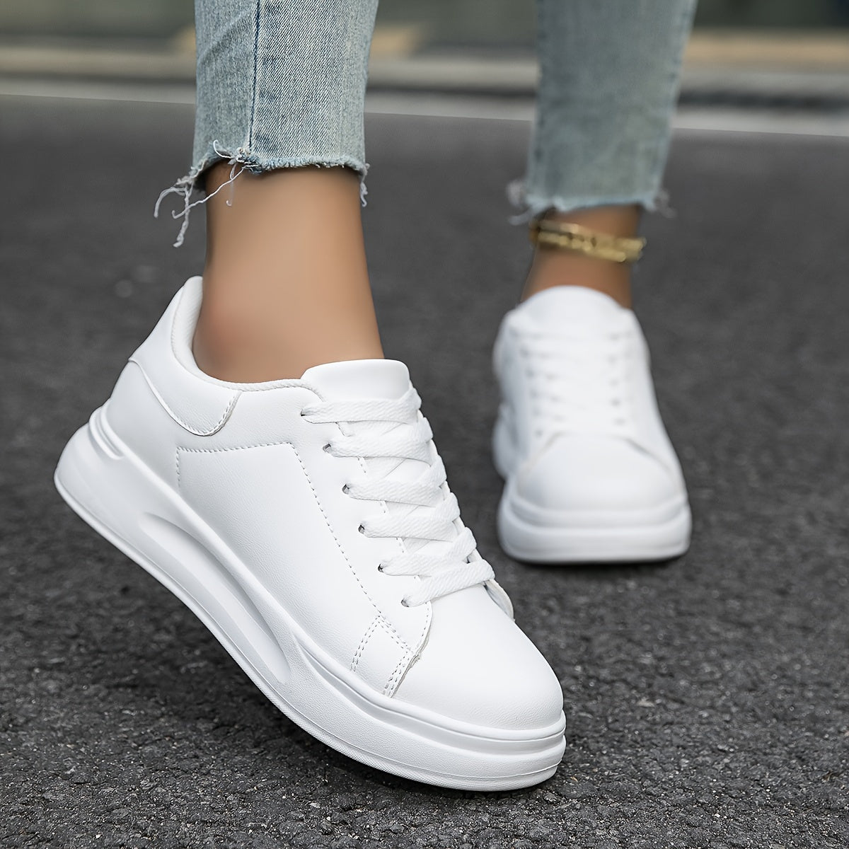 "Hazel White Leather Sneakers - Lightweight and Comfortable"