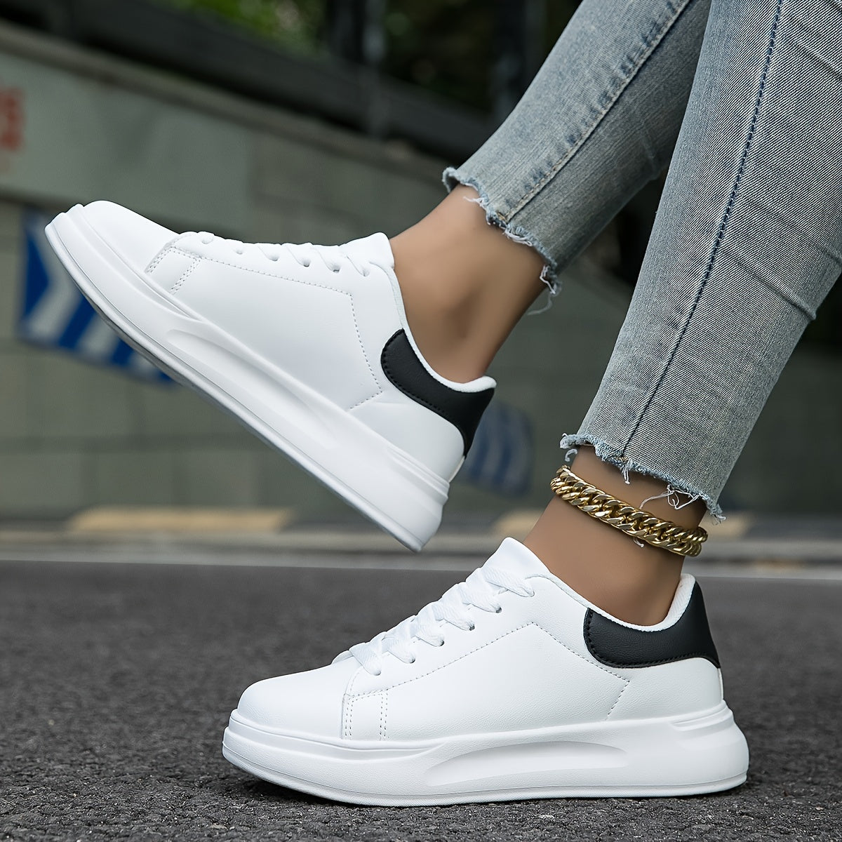 "Hazel White Leather Sneakers - Lightweight and Comfortable"