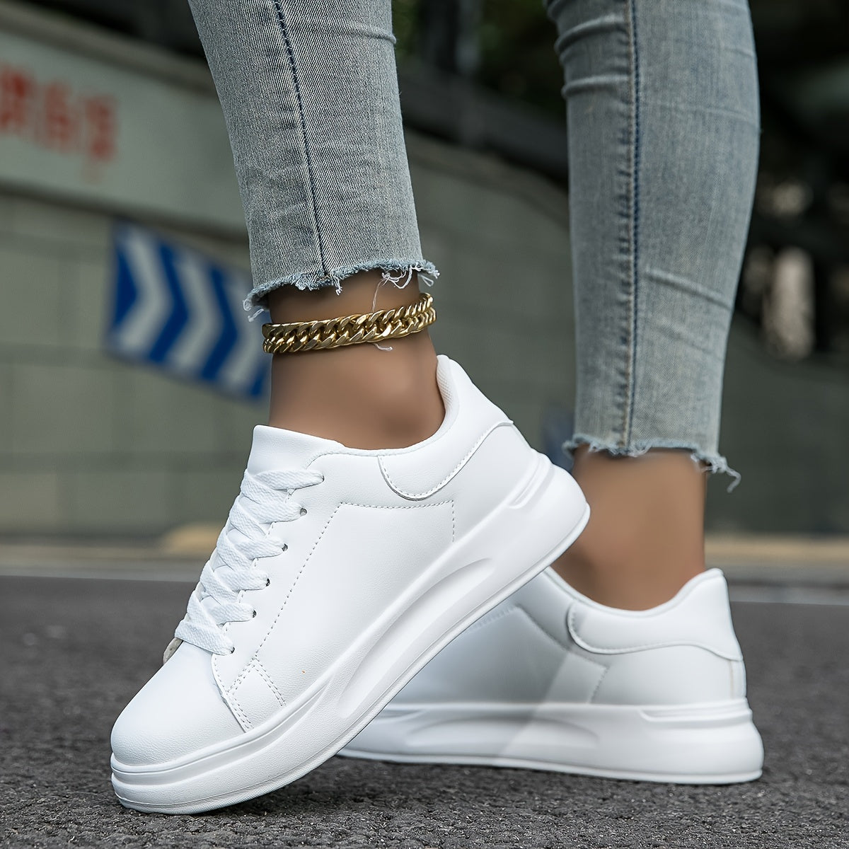"Hazel White Leather Sneakers - Lightweight and Comfortable"