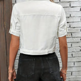"Stylish Short-Sleeve Denim Jacket for Women - Sabrine"