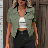 "Stylish Short-Sleeve Denim Jacket for Women - Sabrine"