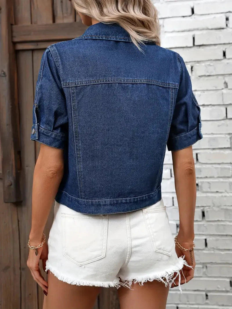"Stylish Short-Sleeve Denim Jacket for Women - Sabrine"