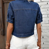 "Stylish Short-Sleeve Denim Jacket for Women - Sabrine"