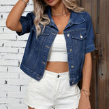 "Stylish Short-Sleeve Denim Jacket for Women - Sabrine"
