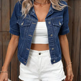 "Stylish Short-Sleeve Denim Jacket for Women - Sabrine"