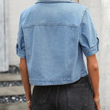 "Stylish Short-Sleeve Denim Jacket for Women - Sabrine"