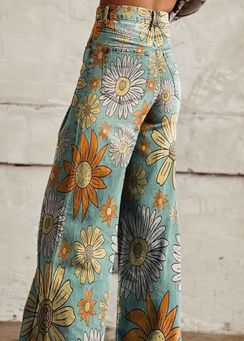 Margovil High Rise Color Block Printed Wide Leg Pants afbeelding 4