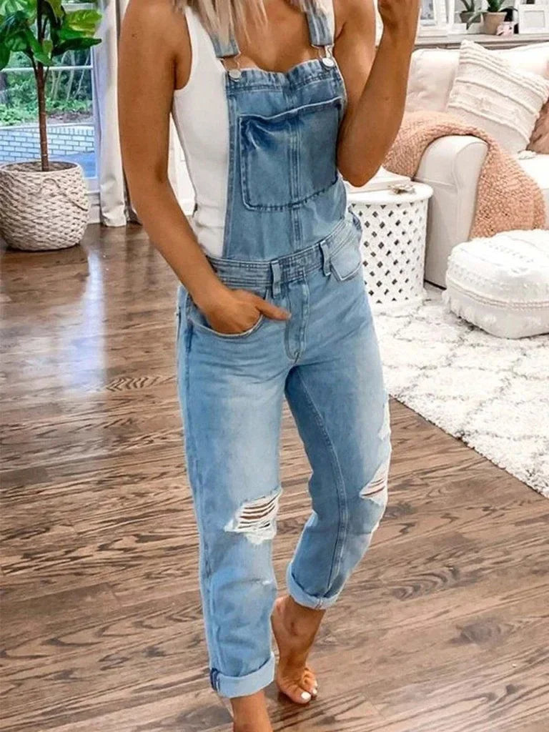 "Grace | Sleeveless Denim Jumpsuit - Casual Chic Style"