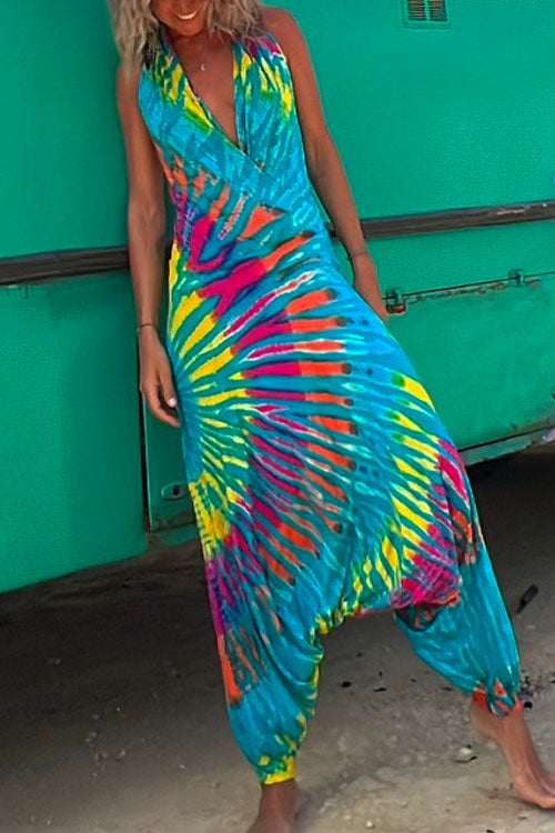 Margovil Halter Sleeveless Hippie Tie  Dye Jumpsuit afbeelding 4