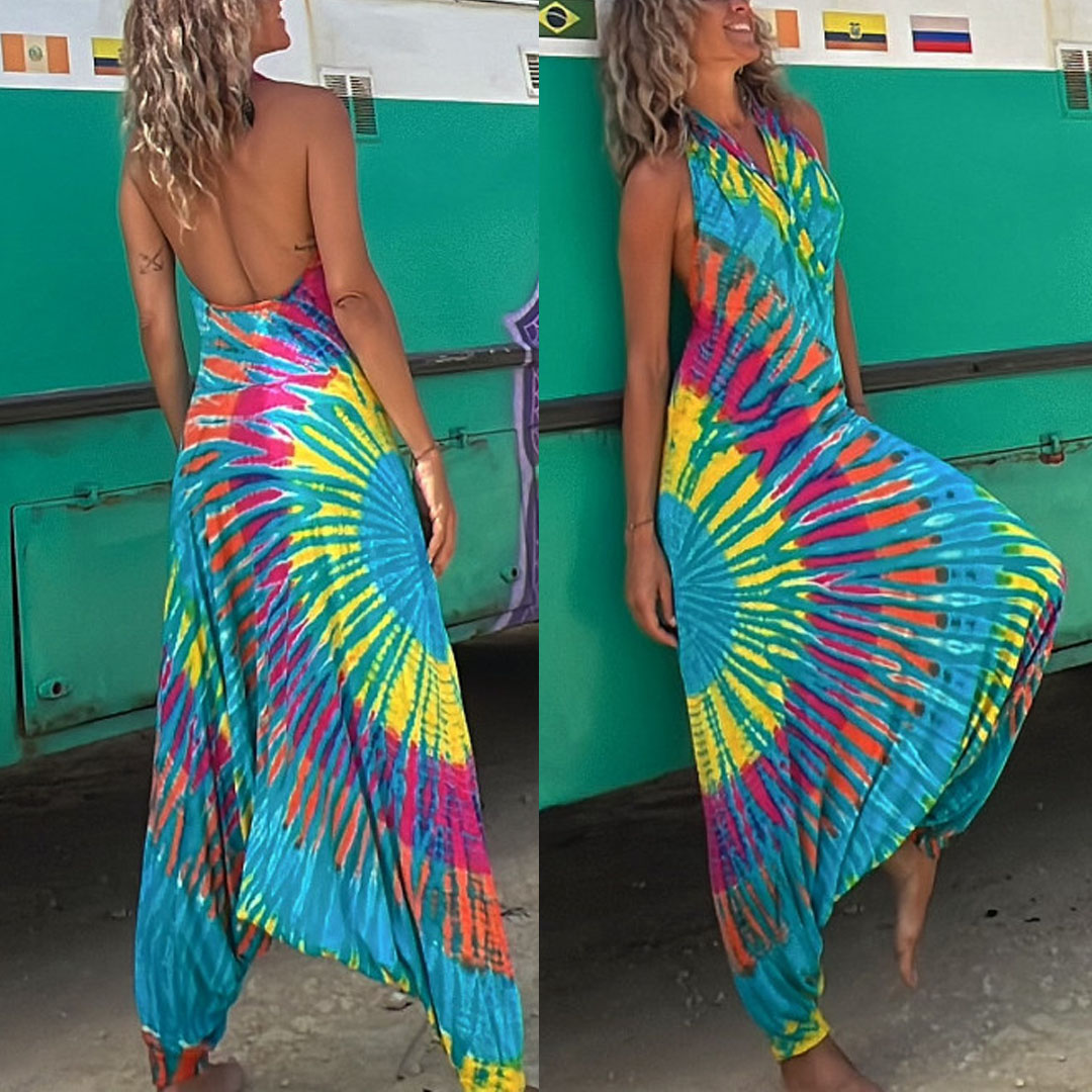 Margovil Halter Sleeveless Hippie Tie  Dye Jumpsuit afbeelding 1