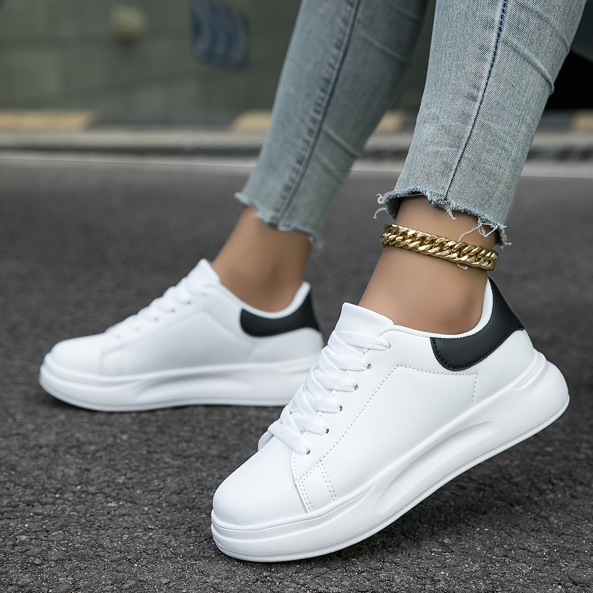 "Hazel White Leather Sneakers - Lightweight and Comfortable"