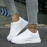 "Hazel White Leather Sneakers - Lightweight and Comfortable"