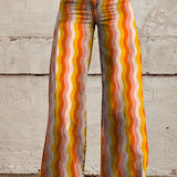 Margovil High Rise Color Block Printed Wide Leg Pants afbeelding 2