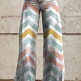 Margovil High Rise Color Block Printed Wide Leg Pants afbeelding 3