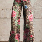 Margovil Leopard Floral Print Wide Leg Pocketed Pants afbeelding 1