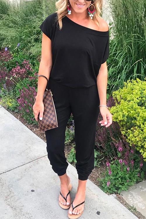 Margovil Short Sleeves Elastic Waist Joggers Jumpsuit afbeelding 2