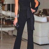 Margovil One Shoulder Slit Sleeve Tie Knot Jumpsuit afbeelding 1