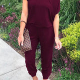 Margovil Short Sleeves Elastic Waist Joggers Jumpsuit afbeelding 1