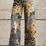 Margovil Leopard Floral Print Wide Leg Pocketed Pants afbeelding 3