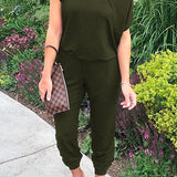Margovil Short Sleeves Elastic Waist Joggers Jumpsuit afbeelding 3
