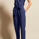 Margovil Casual V Neck Sleeveless Wrapped Jumpsuit afbeelding 1