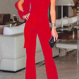 Margovil One Shoulder Slit Sleeve Tie Knot Jumpsuit afbeelding 4