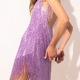 Sexy Tassel Sequined U Neck Sling Dress Dresses