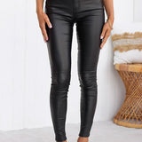 High Waist Faux Leather Stretchy Slim Fit Pants afbeelding 3