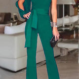 Margovil One Shoulder Slit Sleeve Tie Knot Jumpsuit afbeelding 6