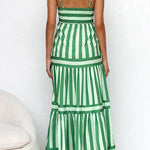 Margovil Spaghetti Strap Tiered Color Block Striped Maxi Dress afbeelding 3