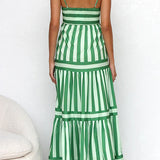 Margovil Spaghetti Strap Tiered Color Block Striped Maxi Dress afbeelding 3