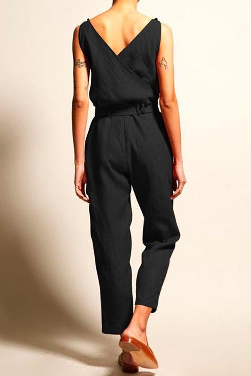 Margovil Casual V Neck Sleeveless Wrapped Jumpsuit afbeelding 5
