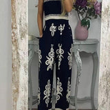 Margovil Off Shoulder Smocked High Waist Wide Leg Printed Jumpsuit afbeelding 1