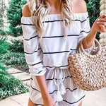 Margovil Oxygen Off Shoulder Beauty Striped Jumpsuit afbeelding 2