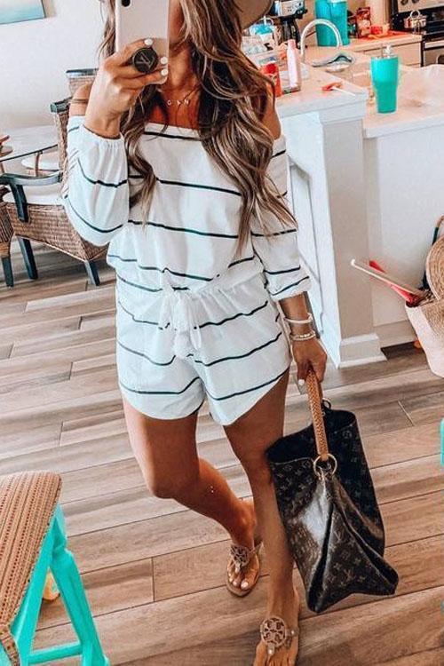 Margovil Oxygen Off Shoulder Beauty Striped Jumpsuit afbeelding 6