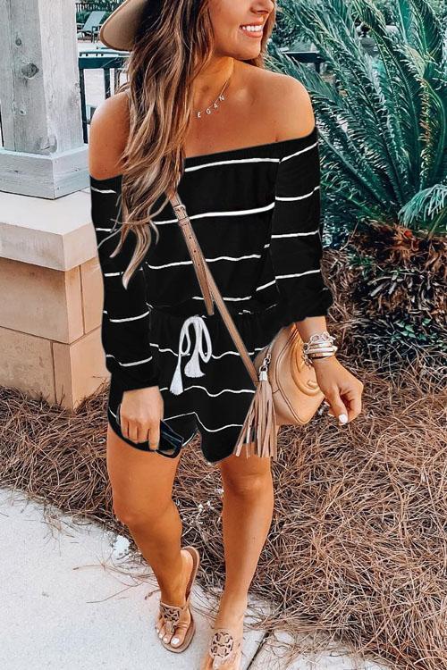Margovil Oxygen Off Shoulder Beauty Striped Jumpsuit afbeelding 3