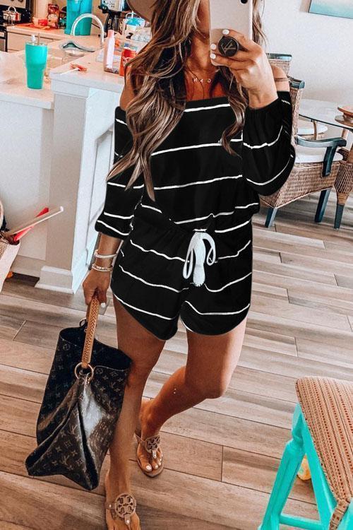 Margovil Oxygen Off Shoulder Beauty Striped Jumpsuit afbeelding 4