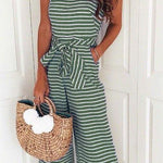 Margovil Crewneck Sleeveless Bow Knot Wide Leg Striped Jumpsuit afbeelding 4