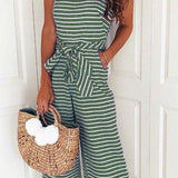 Margovil Crewneck Sleeveless Bow Knot Wide Leg Striped Jumpsuit afbeelding 4