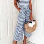 Margovil Sleeveless Knot Waist Wide Leg Striped Jumpsuit afbeelding 2