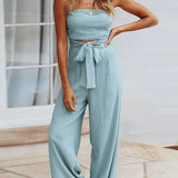 Margovil Off Shoulder Bow Tie Waist Wide Leg Jumpsuit afbeelding 2