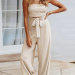 Margovil Off Shoulder Bow Tie Waist Wide Leg Jumpsuit afbeelding 3