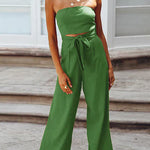 Margovil Off Shoulder Bow Tie Waist Wide Leg Jumpsuit afbeelding 4